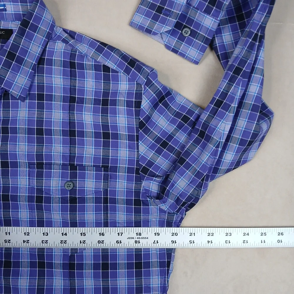Banana Republic Small‎ Mens Shirt Casual Stretch Long Sleeve Purple Plaid 20x27